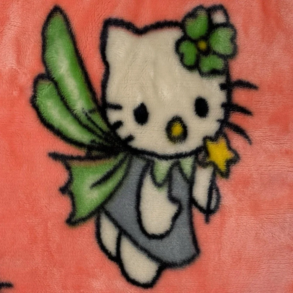 Hello Kitty Miffy Twin Plush Fleece Coverlet 86x58‎ Y2K Fairy Pink Misprint VTG